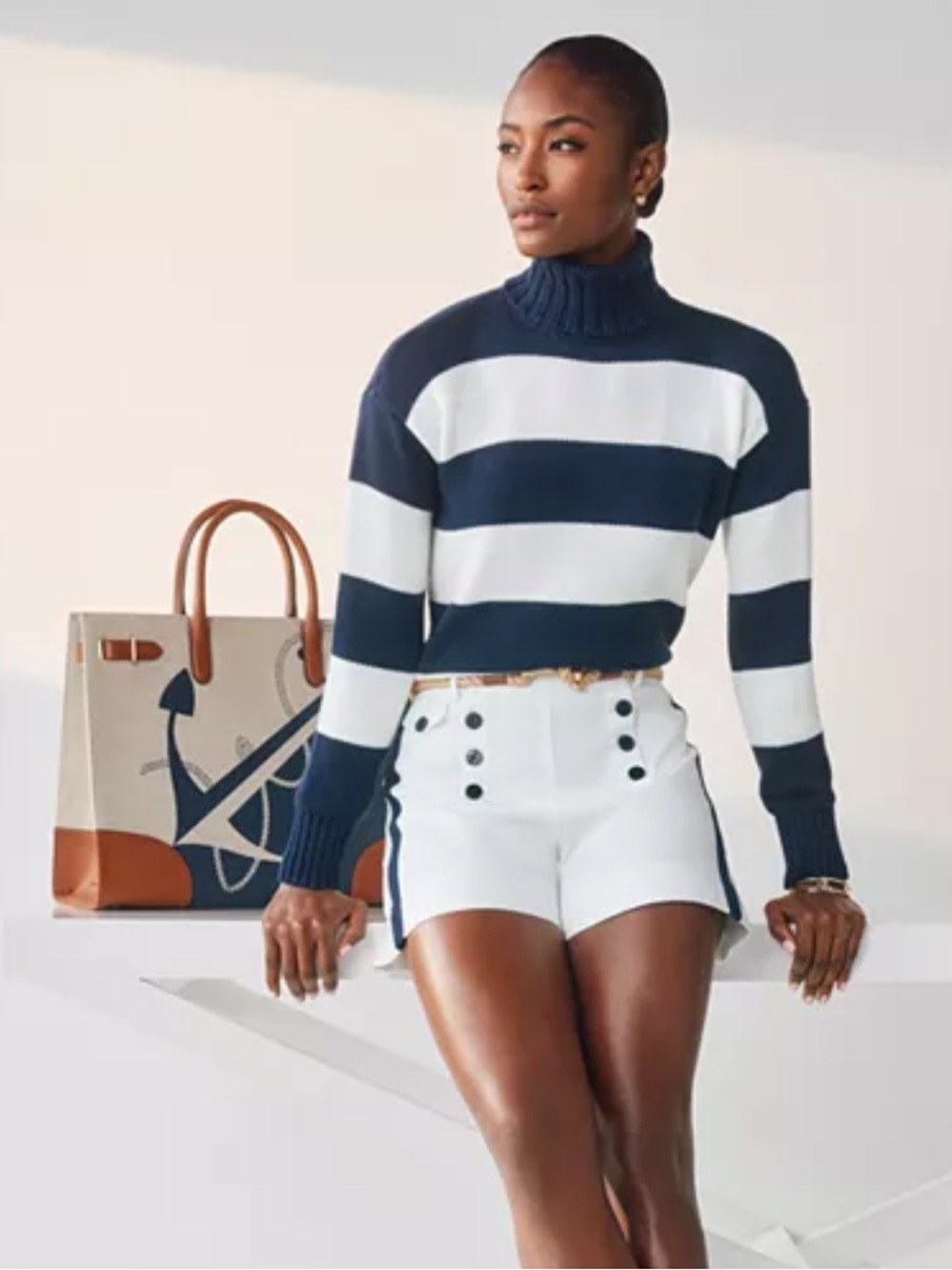 NEW Ralph Lauren white and navy nautical shorts